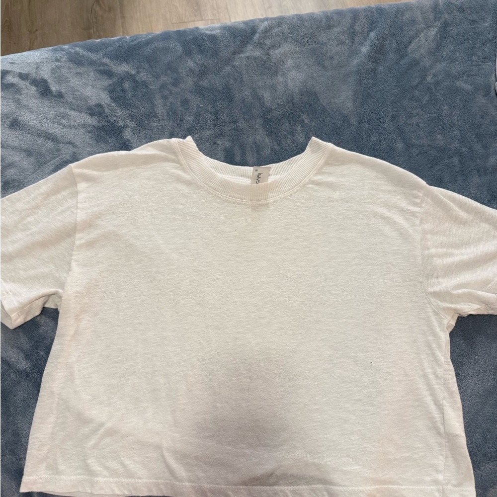 Sheer White Cropped Yoga T-Shirt